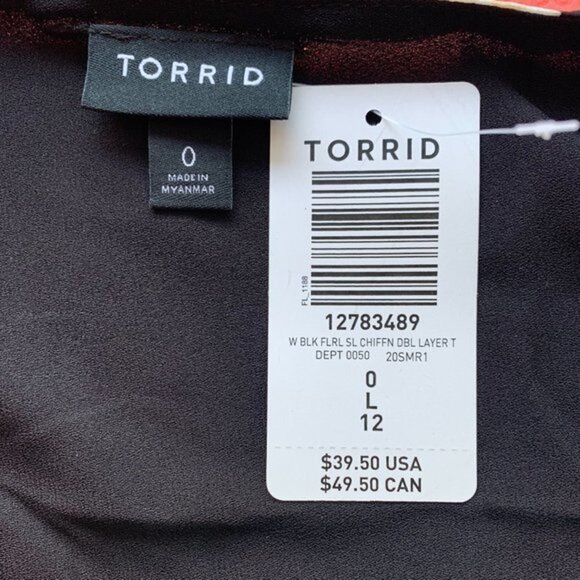 Torrid 0 Black Floral Lined V-Neck Tank Top - Picture 6 of 6